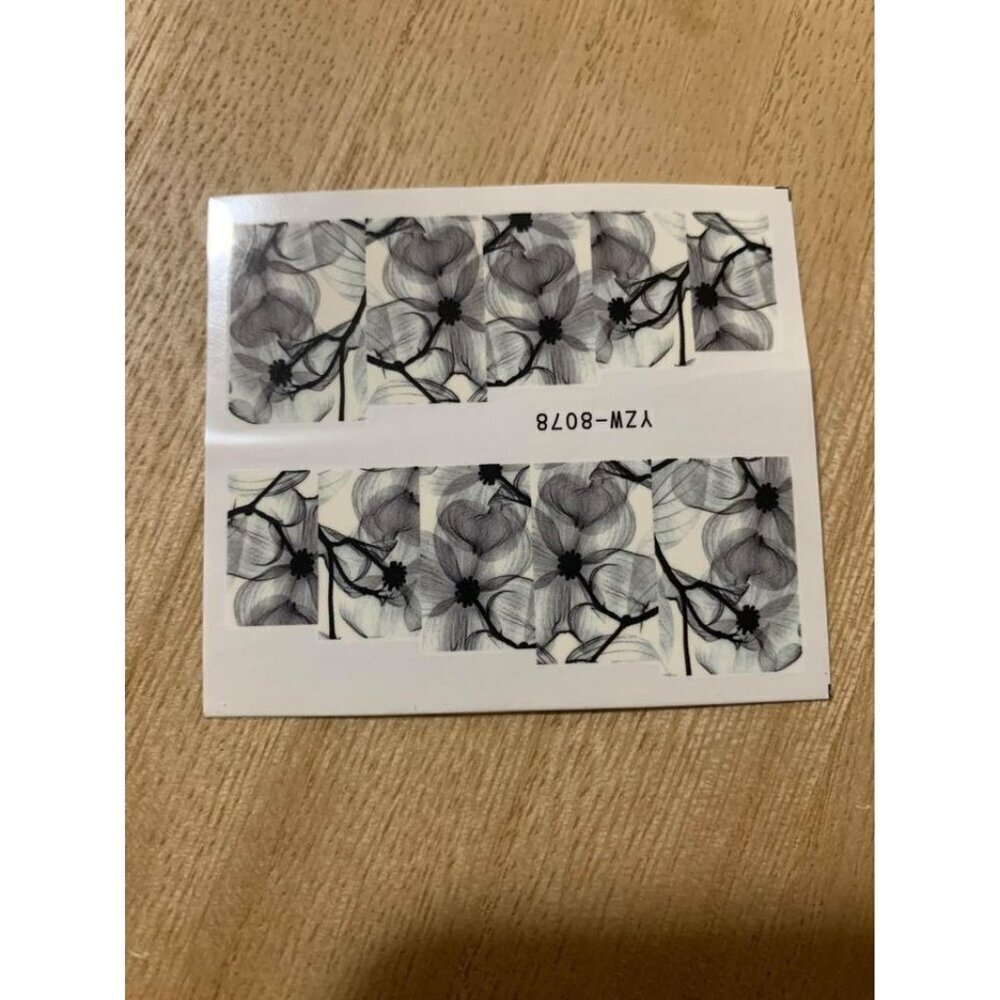7 Sheets Black/White Nail Decals Floral Boho All Season DIY Beauty Stickers